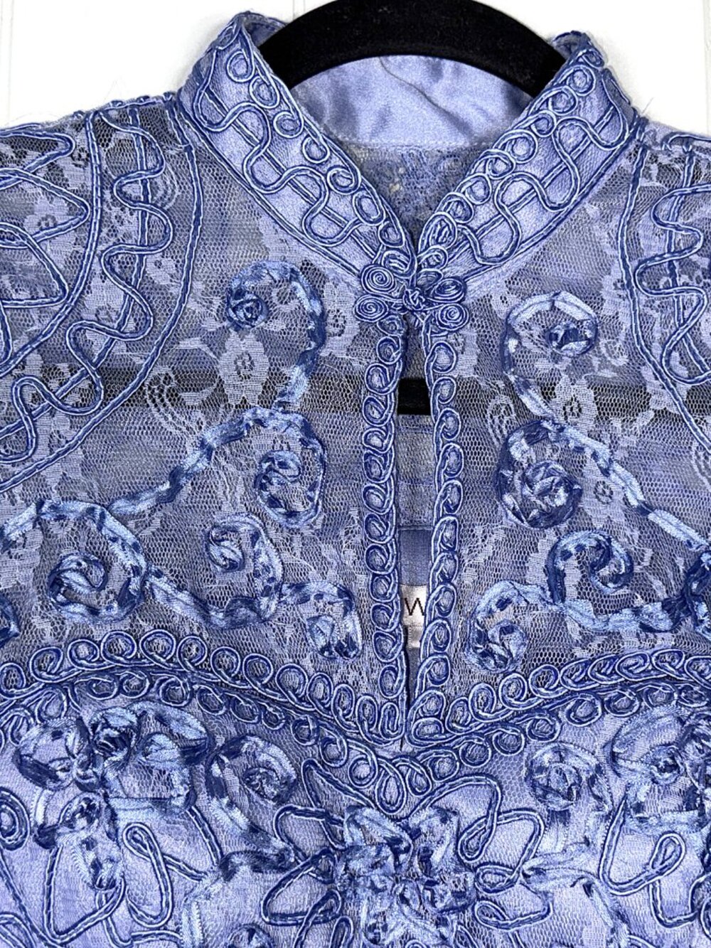 Sue Wong Asian Inspired Mandarin Collar Floral Lace Applique Built-inBra Dress 4 - Picture 3 of 10
